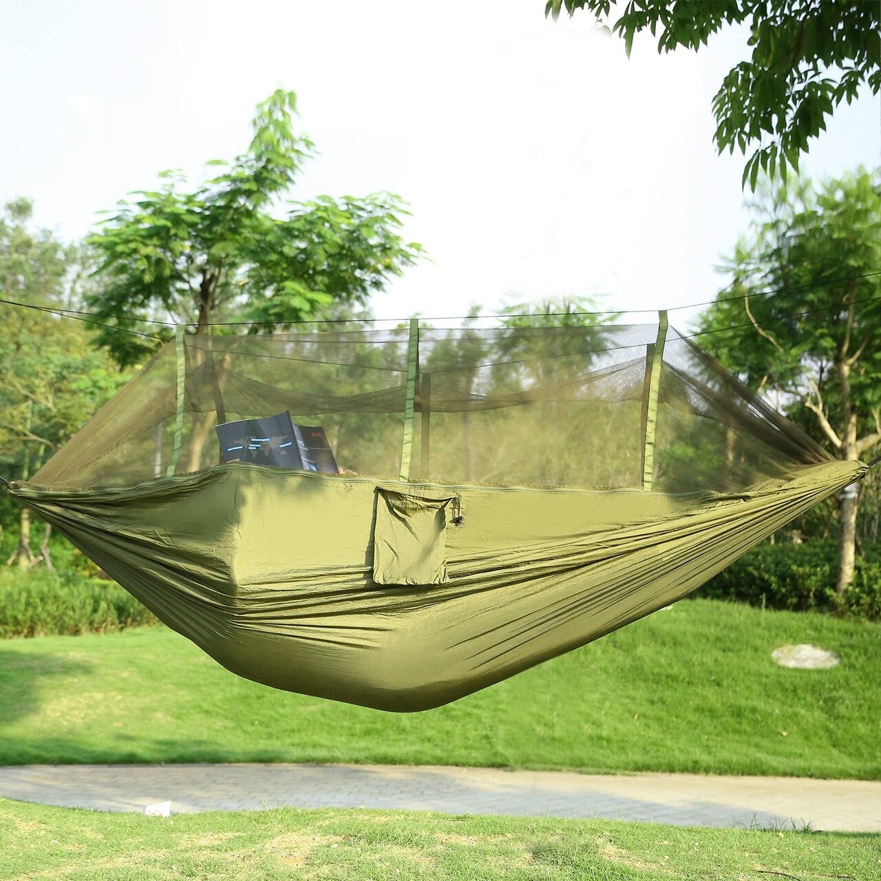 600Lbs Load Hammock With Mosquito Net 210T Nylon For Camping Hiking Outdoor